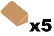 LEGO 5 New Medium Nougat Slope 30 1 x 2 x 2/3 Piece Roof Part 85984 MN1