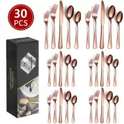 30 Piece Silverware Set Rose Gold, Wedding, Birthday, Home Kitchen, Serves 6