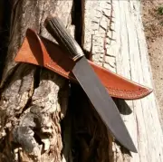 Handmade carbon steel black coated blade stag horn handle Bowie knife with cover