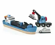 CONTAINER SHIP AND CRANE WAGON Train Toy Accessory for Kids 4 Piece BRIO