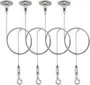 HAMRVL 4 Pcs Adjustable Picture Hanging Wire - Heavy Duty Picture Hangers Wall Hanging Kit,3.28ft Ceiling Sign Hanger with Hook Suspension Cable Wire for Mirror, Picture, Billboard, Lights, Load 10KG