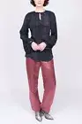 MES DEMOISELLES Top Blouse US2 FR34 XS RRP$235 Round Hem Printed Tie Neck