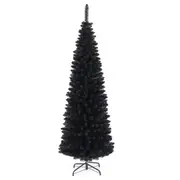 Costway 1.5M Christmas Xmas Slim Tree Pencil Tree Halloween Party Decor Gift Black