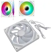 ARGB CPU Fan, 140mm ARGB Case Cooler Fan, 5V 3Pin Connector RGB Light Sync with Motherboard, for PC Case, CPU Liquid Cooler (Regular White)
