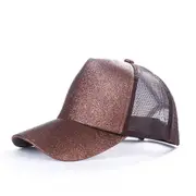 Summer Lady's Back Opening Bright Pink Gold Ponytail Baseball Cap