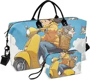 [ZRYSMY] Duffel Bag for Traveling, Cats Motor Clouds Travel Bag Gym Bag, with Multiple Interior Pockets Shoulder Weekender Bag for Women Men with Toiletry Bag 20.5L x 1.9W x 13.8H, Multi-Colored, one