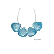 4 Cubic Zirconia Flat Pear Briolette Beads 8x8mm Swiss Blue #64356