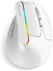 M618C White 2.4G Wireless Vertical Ergonomic Mouse - 6 Button Design with 1600DPI, Reduce Hand and Wrist Strain, USB Receiver Included, Compatible with Windows and Mac