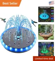 Solar Powered Bird Bath Fountain with Colorful Lights - Garden Water Feature