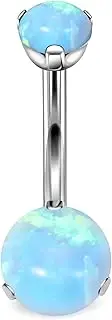 [Rcsinxcto] 14G Astm F136 Titanium Internally Threaded Belly Button Ring Piercing Jewelry Opal Navel Rings Stud Belly Barbell Piercing Jewelry for Women Men 10MM Belly Bars