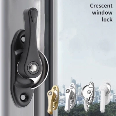 Window Sash Lock Zinc Alloy Power Coating Spring Action 360° Adjustable Black