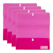 4PK Marbig Polypick Translucent Foolscap Document Wallet Paper/File Holder Pink