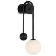 Felton Modern Black Wall Lights Hoop Opal White Glass Lighting Telbix