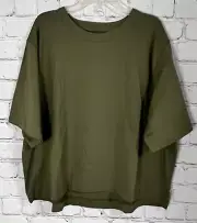 All In Motion Army Green Short Sleeve Quick Dry UPF 50+ Cropped Top Size XXL NWT