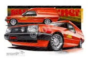 FORD XD SUNDOWNER PANEL VAN RED A1 STRETCHED CANVAS (FT245B)