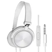 Wired Headphones With Microphone Over Gaming Ear Headsets Bass HiFi Music Stereo Earphone For Sony Xiaomi Huawei PC XBOX PS WII - White