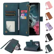 Leather Flip Stand Zipper Wallet Phone CaseFor Samsung Galaxy Note20 S21 S22 S23
