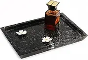 Radicaln Marble Rectangle Tray 12" Inches Black Handmade Serving Dishes for Kitchen Countertop - Charcuterie Board with Lid, Turkey Platter & Coffee Table Tray