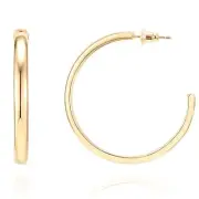 PAVOI 14K Gold Plated Wide Flat Edge Hoop Earrings for Women | Rose, White an...