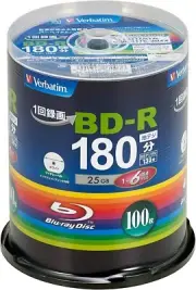 Verbatim 25GB BD-R Blu-ray Discs 100 Pack Printable White 1-6x Speed AU