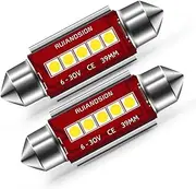 Ruiandsion 39mm LED Dome Light Bulb 6411 7065 DE3425 Super Bright White 6 30V Non Polarity 3030 5SMD Chips Intelligent Decoding for Cars Trucks Interior Map Dome Lights Pack of 2