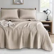 KASENTEX Quilt Mini Set-Stone Washed-Super Soft Twin + 2 Shams, Camel
