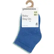 Underworks Plain Mid Crew Infant Socks Assorted 4 pack