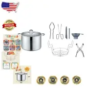 Professional 20 Quart Stainless Steel Canning Pot with Rack & Essential Utensils