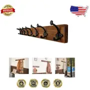 Vintage 35.43" Wall Mounted Coat Rack with 8 Strong Cast Iron Hooks for Entryway
