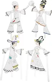 Veemoon 4pcs Traditional Chinese Character Figures for Crafting Hand Painted Props for School Activities Art Classes Family Bonding