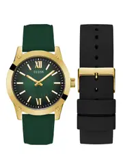 GUESS Green Gold Crescent Silicone Watch