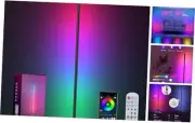 Corner Floor Lamp, LED Corner Lamp with App and Remote Control, 1 Pack Black