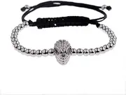 [U.S. Polo Assn.] Luxury Black Zircon Long Tubes&4MM Copper Beads Macrame Men Bracelets&, Bangles for Women Jewelry (Metal Color : AB1015-2)