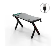 BJWD Gaming Desk Computer Home Office Writing Racer Carbon Fiber Table with RGB LED