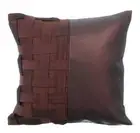Cushion Case Brown 16"x16", Room Decor Silk Matte Leather - Brown N Half