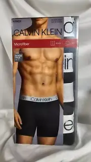 Calvin Klein 4 Microfiber Stretch Boxer Briefs M Black No Fly, Wicking, Soft