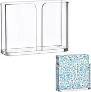 Acrylic Square Napkin Holder and Tissue Dispenser - Clear Napkin Stand for Kitchen Counter, Dining Table, Bathroom Vanity - Durable Plastic Napkin Organizer for Home & Office Use (Square)