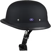 Motorcycle Helmet Ultra Thin Beanie Hat German Style Open Face Helmet, DOT Approved Half Helmet for Men and Women A,Small