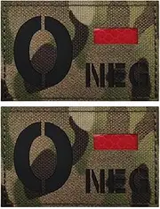 [YOYUMI] Blood Type Patch A- B- AB- O- NEG Infrared Reflective Badge Tactical Morale Patch for Backpack Uniform - Red O-