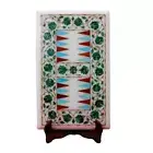 White Marble Inlay Backgammon Game Inlaid With Semi Precious Gemstones