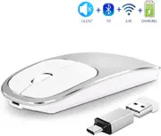 Wireless Bluetooth Mouse Rechargeable Silent Mouses Dual Mode USB Receiver Type C Adapter