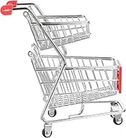 Kisangel Mini Shopping Cart for Supermarket Cart Double Design for Desktop Decor and Present Miniature Shopping Cart Model for Supermarket Activities