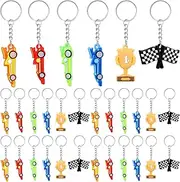 Kigeli 36 Pcs Race Car Keychain Party Favors Key Ring Decoration Silicone Keychain Reusable Race Car Birthday Party Supplies for Bridal Shower Goodie Bag Fillers Ornaments, Silicone