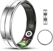 Emerhome Ultra-Thin Smart Ring for Women Men,Sleep Tracker Ring with Heart Rate, Waterproof Fitness Ring for Activity Monitoring/Steps/Calories,No Subscription Fee,for iSO & Android (Silver,11#)