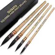 Professional Watercolor Paint Brushes, Round Squirrel Hair Paint Brush Set for Art Painting, Gouache, Fine Detailing, Acrylic, Gouache, Oil (4 Brushes)
