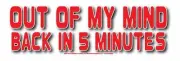 OUT OF MY MIND BACK IN 5 MINUTES WVBP-0008210" X 3" VINYL COLOR STICKER