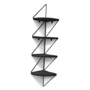 Corner Shelf Wall Mount 4-Tier Rustic Wood Floating Shelves Wall Vintage Black