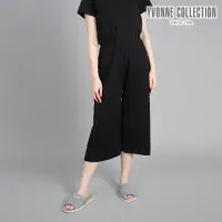 在飛比找momo購物網優惠-【YVONNE 以旺傢飾】純棉素色寬版七分褲(黑M)