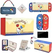 Kuitmor Switch Accessories Bundle for Switch:Carrying Case,Protective Case,Game Card Case,Screen Protector,Playstand,Thumb Grip Caps and More (For Switch OLED)