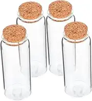 VINTORKY 4PCS Decorative Glass Bottles with Cork Lids Storage Jars for DIY Art Craft Wedding Decoration Transparent Jars for Home Decor